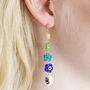 Asymmetrical Millefiori Flower Bead Drop Earrings, thumbnail 2 of 5
