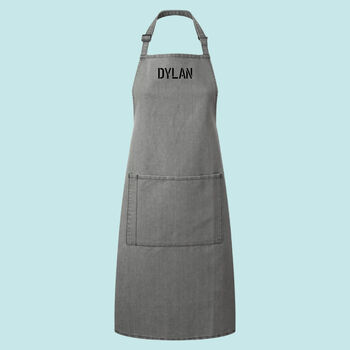 Stencil Personalised Denim Apron With Pocket, 5 of 5