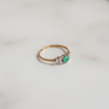 Vintage Ida Emerald And Diamond Ring, 4 of 6