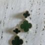 Emerald Green Four Leaf Clover Dangle Drop Earrings, thumbnail 3 of 5