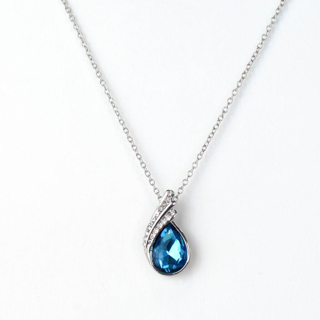 Red Or Blue Crystal Teardrop Pendant Necklace For Her, 1 of 5