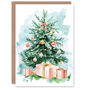 Gifts Presents Tree Pink Green Xmas Christmas Card, thumbnail 1 of 4