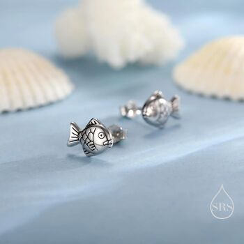 Sterling Silver Japanese Taiyaki Fish Desert Stud Earrings, 6 of 12