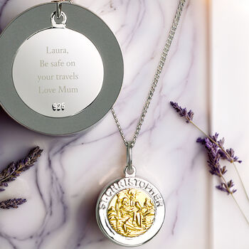 Personalised Silver And Gold St. Christopher Necklace, 3 of 7