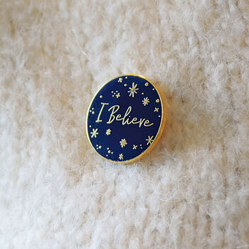 'I Believe' Red Enamel Pin Badge, 5 of 12