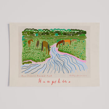 New Forest Ponies Art Print Hampshire Travel Poster, 5 of 5