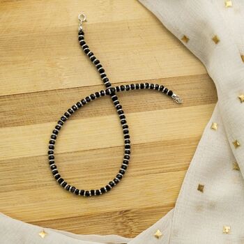 Sterling Silver Black Bead Simple Chain Anklet, 3 of 3