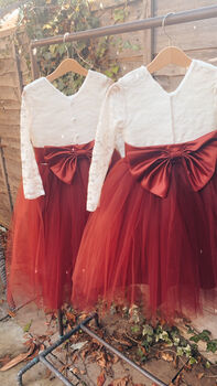 Long Sleeve Burgundy Tutu Dress, 2 of 12