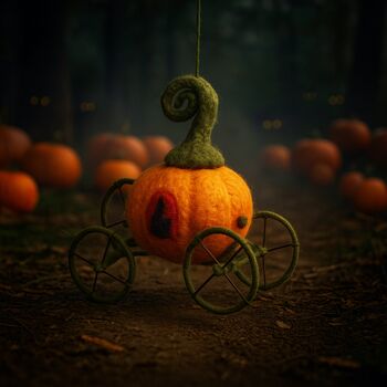 Handmade Felt Pumpkin Carriage, 2 of 5