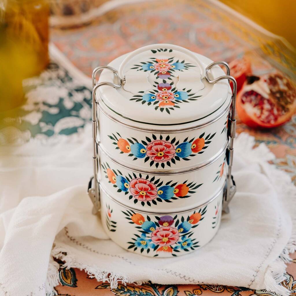 Traditional Indian Tiffin Box Hand Painted, 1 of 10