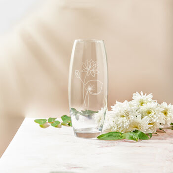 Engraved July Birth Flower 'Water Lily' Vase, 6 of 7