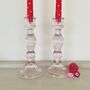 Pair Of Pink Glass Candlesticks ~ Two, thumbnail 5 of 5