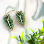 Bright Alocasia Leaf Plant Earrings, thumbnail 2 of 12
