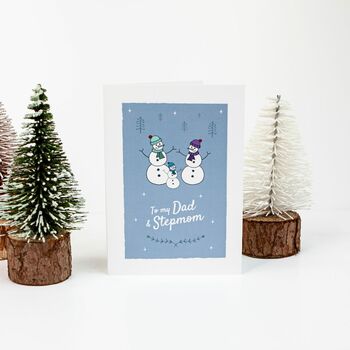 'To My Dad And Stepmom' Christmas Card Snowmen, 3 of 10