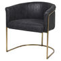 Black Faux Leather Curved Low Back Dining Chair, thumbnail 1 of 3