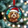 Cockapoo Golden In Santa Hat Suncatcher Decoration, thumbnail 3 of 6