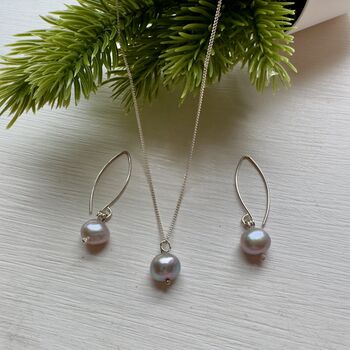 Handmade Grey Pearl Necklace And Earrings, 2 of 9