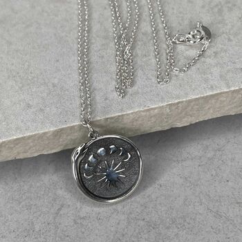 Sterling Silver Moon Phases Snake Necklace, 3 of 12