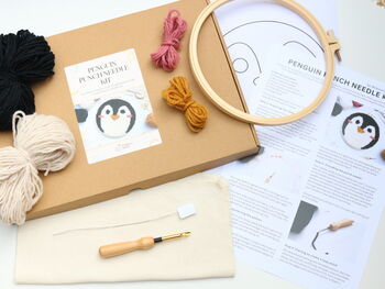 Penguin Punch Needle Diy Beginner Embroidery Kit, 2 of 7