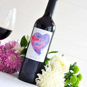 Personalised Watercolour Heart Premium Wine Bottle, 6 of 8