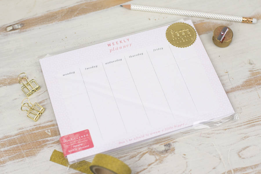 Pink Polka Weekly Planner Desk Pad By Studio Seed Pink Polka Weekly Planner Desk Pad
