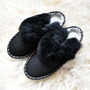 Handmade Sheepskin Mule Slippers Black, thumbnail 1 of 4