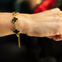 Black Four Leaf Clovers Bracelet, thumbnail 1 of 6