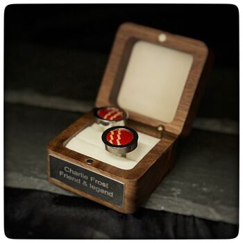 Personalised Cricket Ball Leather Cufflinks, 2 of 11