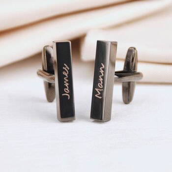 Personalised Engraved Rose Gold Plated Bar Cufflinks, 4 of 9