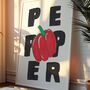 Red Bell Pepper Art Print – Hand Drawn Texture Bold Typography Food Print, thumbnail 2 of 7