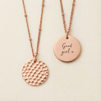 Hammered Disc Hidden Message Necklace, 10 of 11