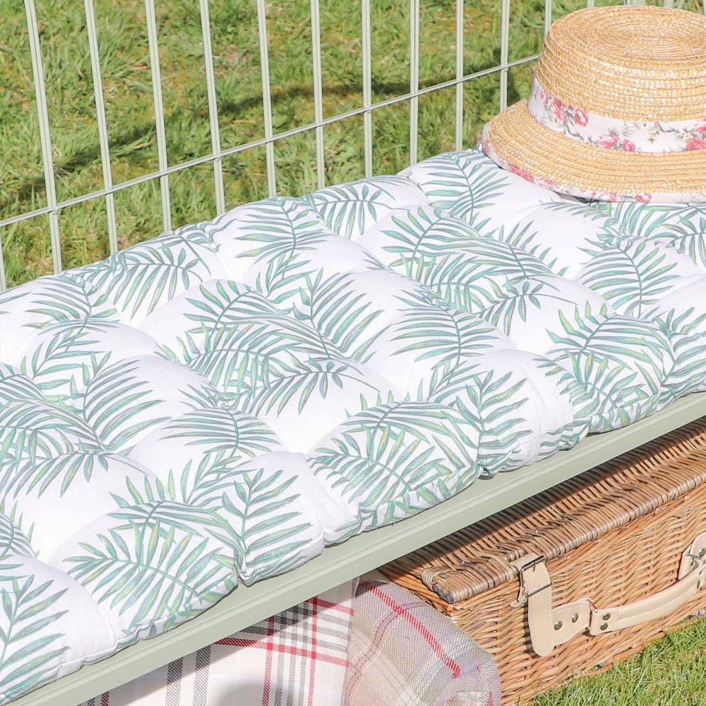 Botanical Fern Patterned Garden Bench Cushion By Dibor