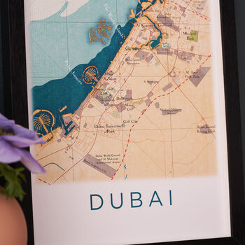 Framed And Personalised Dubai Map Print, 2 of 5