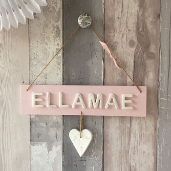 Personalised Name Sign Door Plaque With Floral Heart, 4 of 5