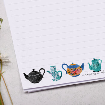 A4 Letter Writing Paper With Teapots And Teacups, 2 of 4