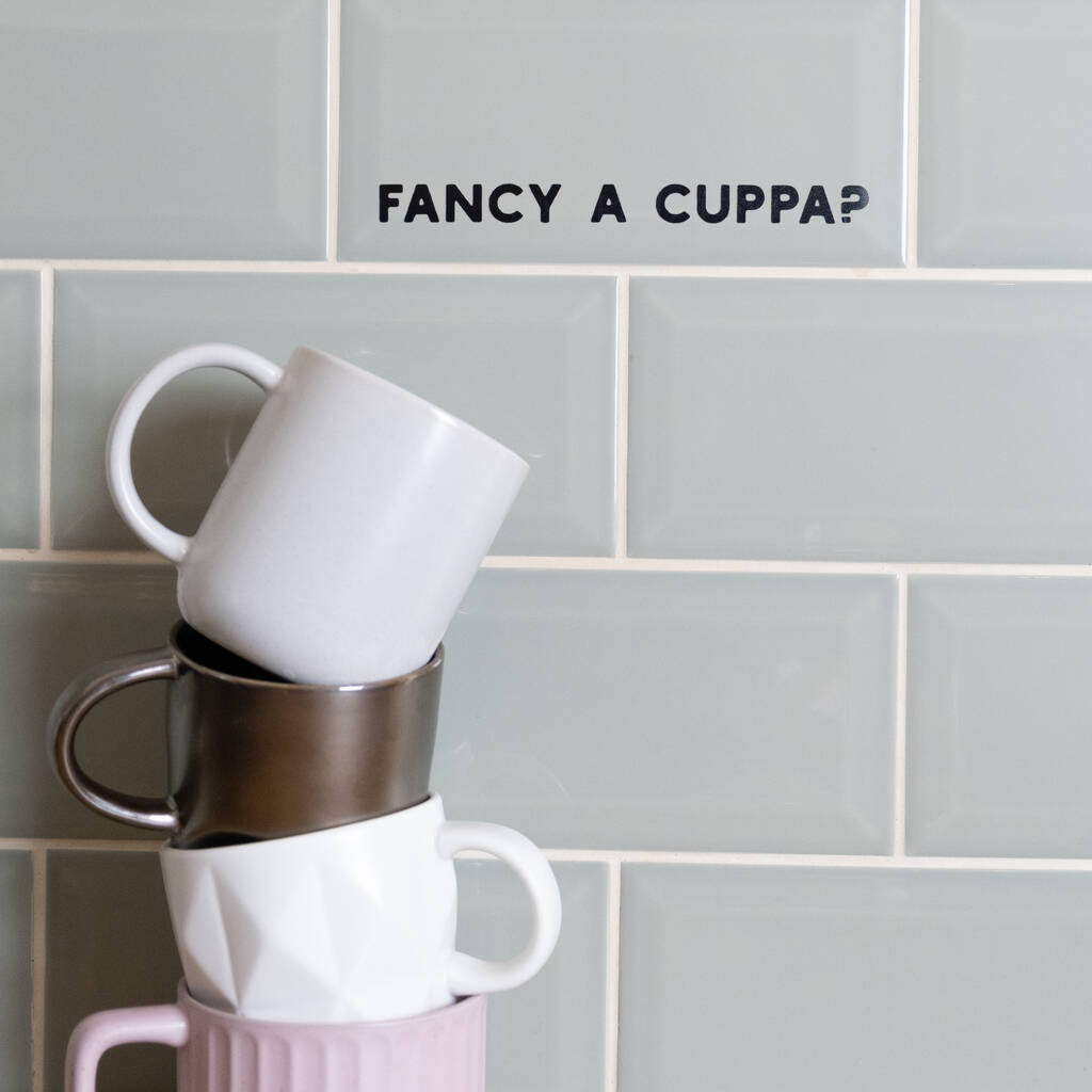 Fancy A Cuppa? Vinyl Kitchen Decal, 1 of 3
