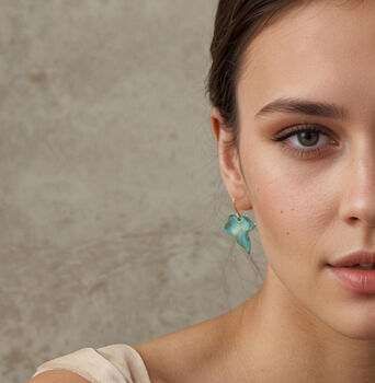 Seafoam Turquoise Ivy Leaf Earrings, 2 of 7