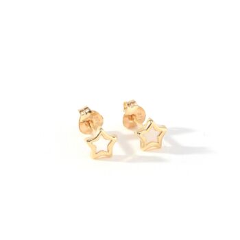 Kids Yellow Gold Mother Of Pearl Studs, 4 of 6