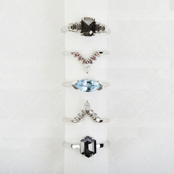 Hexagon Salt And Pepper Diamond Ring, 3 of 5