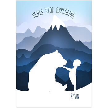 Personalised Never Stop Exploring Boy And Bear Artwork, 7 of 8