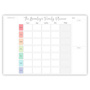 Personalised Rainbow Themed Family Whiteboard Planner, 2 of 5