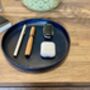 Personalised Dark Blue Round Leather Accessory Tray, thumbnail 1 of 5