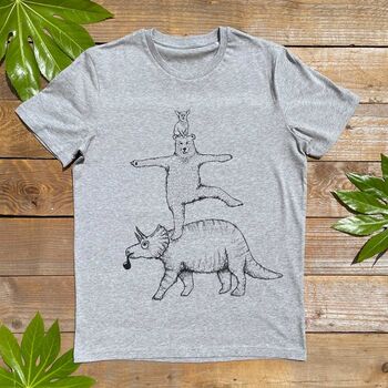 Bear And Triceratops Men's Organic T Shirt, 3 of 4