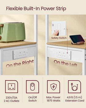 Kitchen Bakers Rack Coffee Bar Shelf With Outlet, 4 of 6