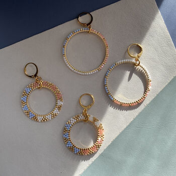 Hand Beaded Pastel Coloured Frosted Hoop Earrings, 3 of 8