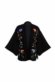 Regal Floral And Bird Embroidery Velvet Luxury Kimono, 7 of 7