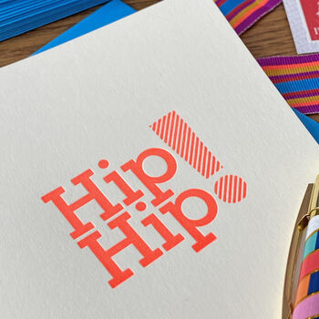 'Hip Hip' Letterpress Celebration Card, 2 of 3