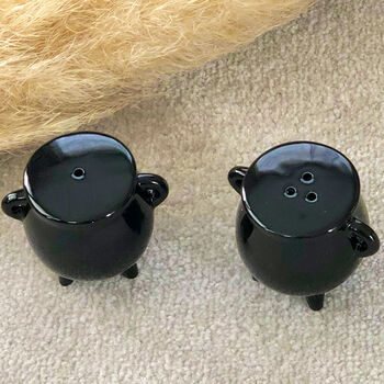 Black Cauldron Halloween Salt And Pepper Shakers, 6 of 8