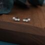 Sterling Silver Tiny White Opal Trio Stud Earrings, thumbnail 2 of 12