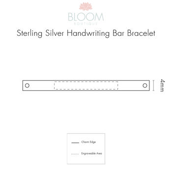 Sterling Silver Handwriting Bar Personalised Bracelet, 6 of 8